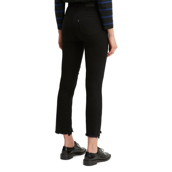 Levi's 724 High Rise Crop Straight Leg Jeans in Black - Picture 3 of 7